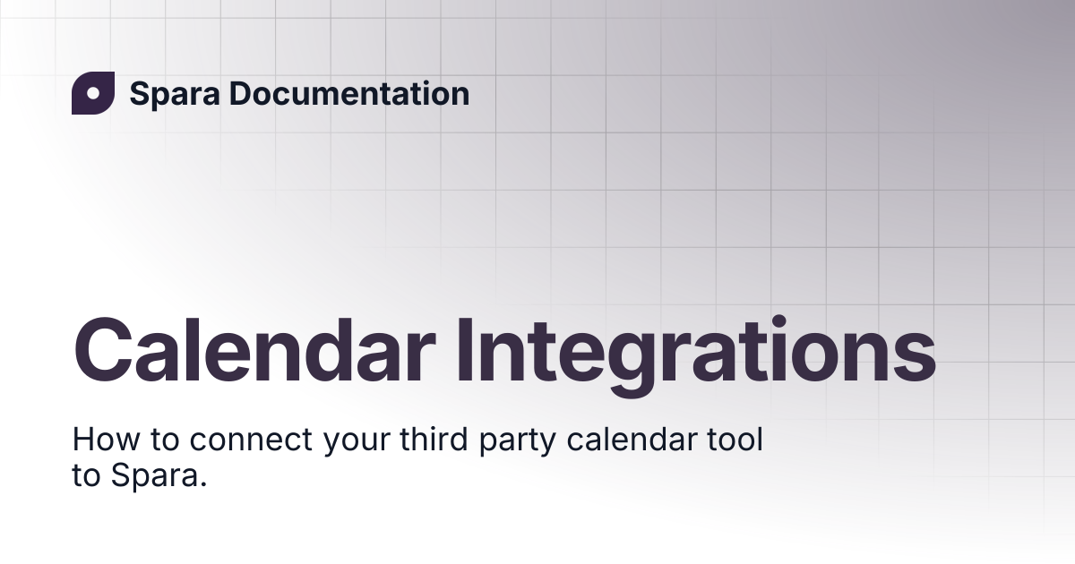 Calendar Integrations | Spara Documentation