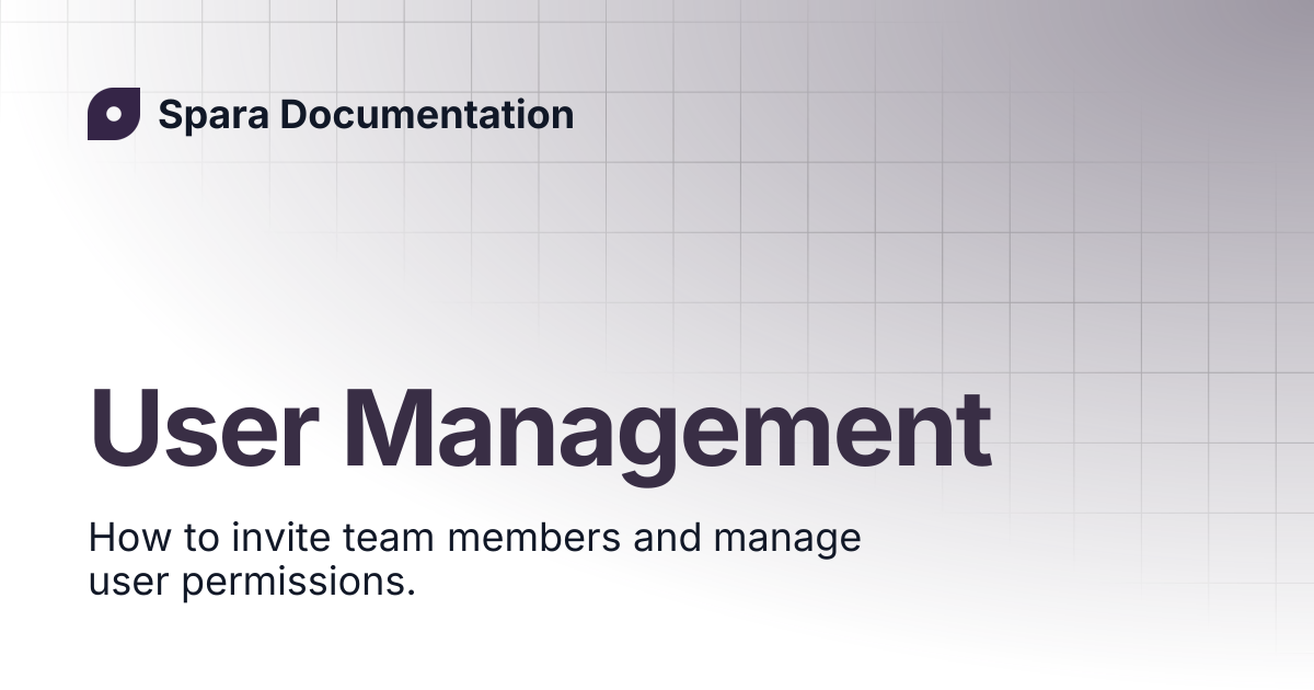 User Management | Spara Documentation