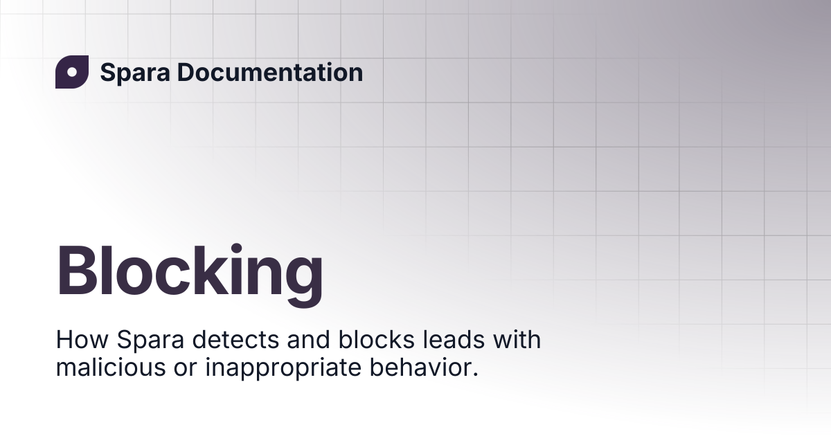 Blocking | Spara Documentation
