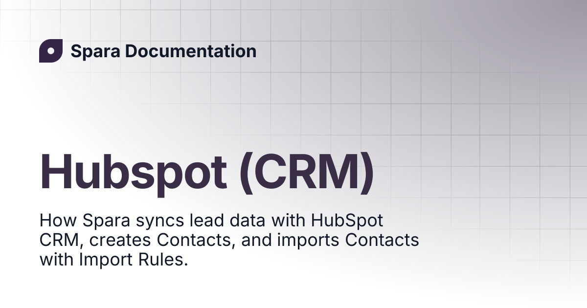 Hubspot (CRM) | Spara Documentation
