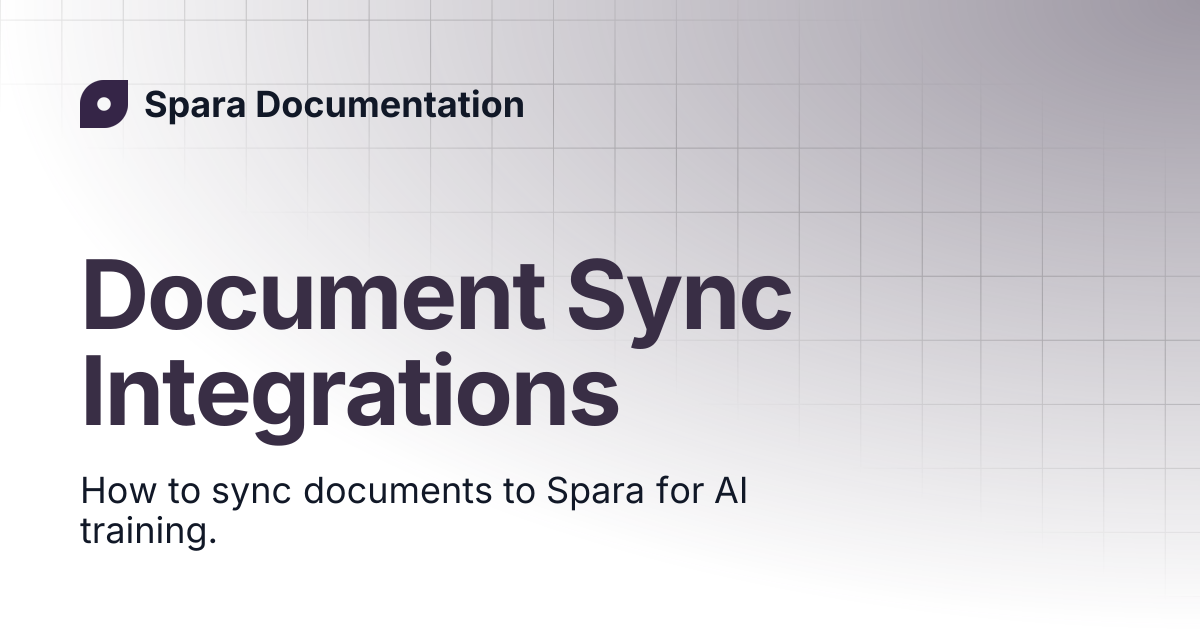 Document Sync Integrations | Spara Documentation