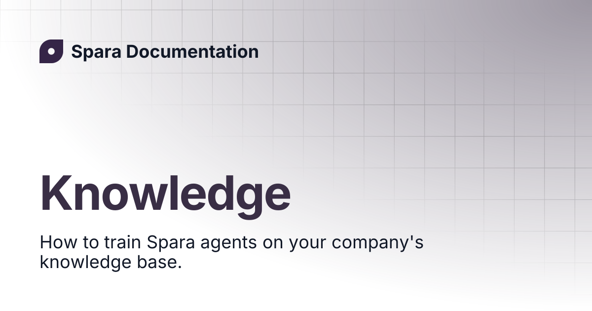 Knowledge | Spara Documentation
